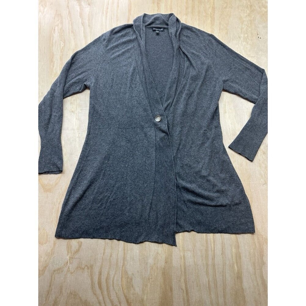 Eileen Fisher Charcoal Gray Cardigan Button‎ Front Long Sleeve Sweater Medium